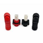 DC 100A 90° angled connector set – panel terminals + battery connectors, red/black, for LiFePO4 and photovoltaic systems